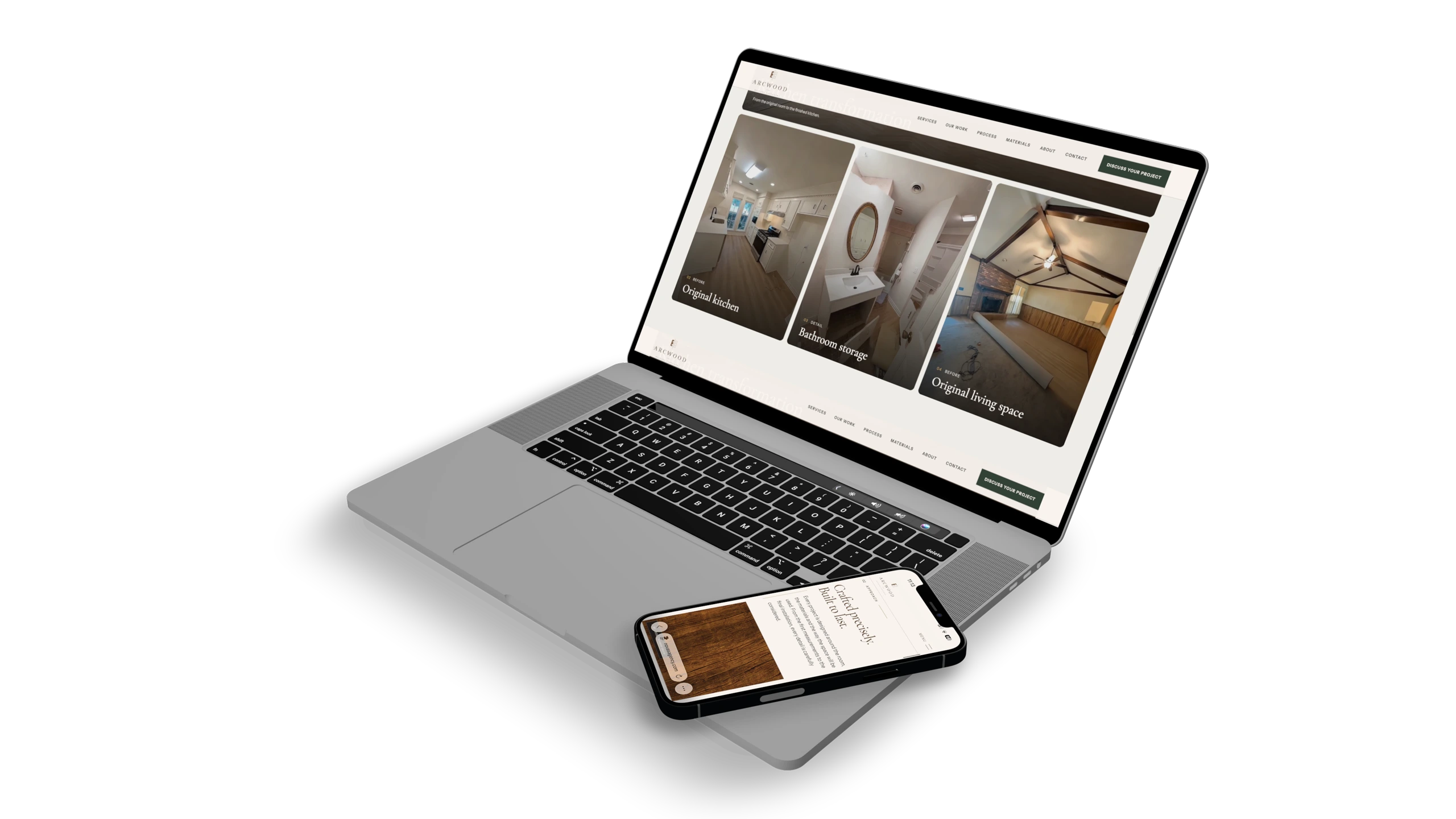 ArkWood website shown on a laptop and phone
