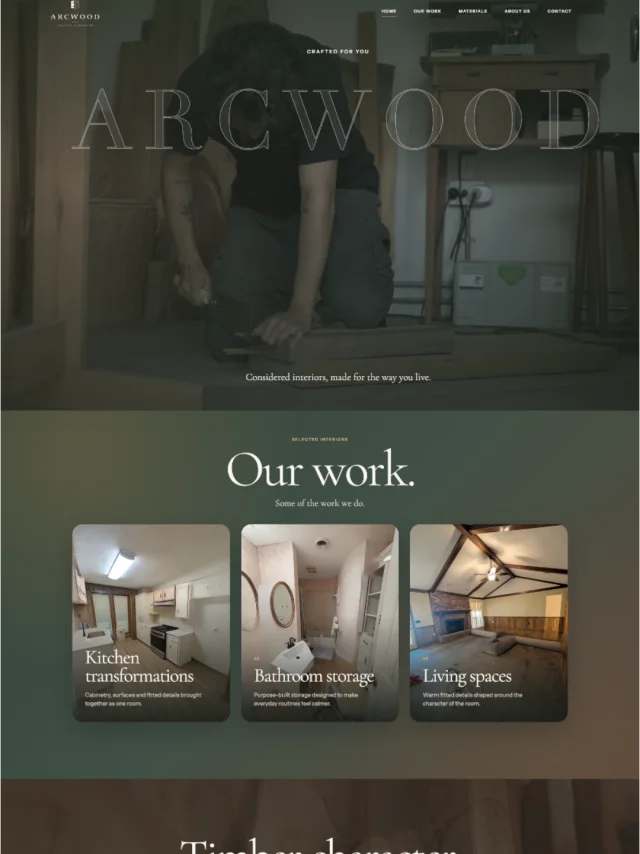 ArkWood Bespoke Carpentry website concept preview