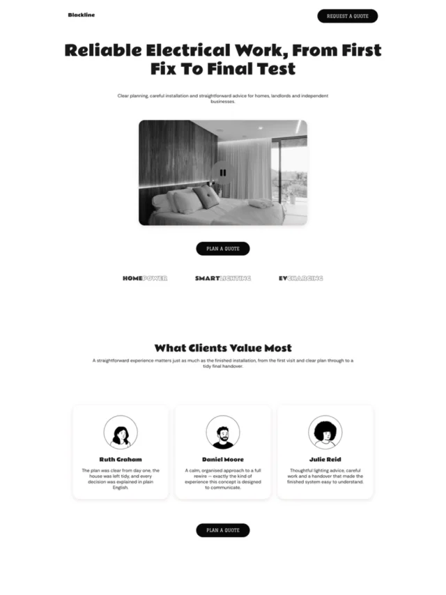 Blackline Electrical website concept preview