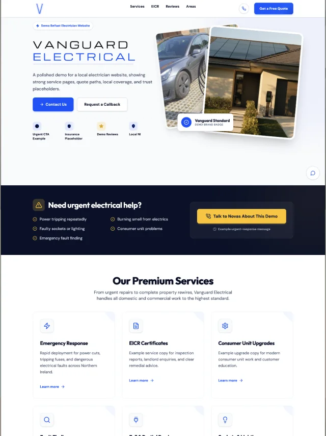 Vanguard Electrical website concept preview