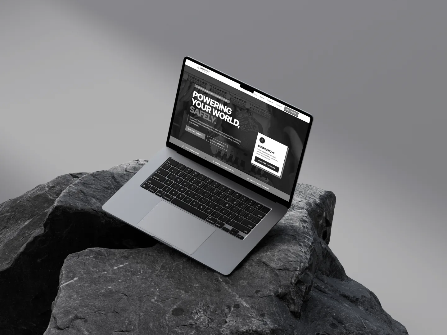 Trade website portfolio displayed on a laptop