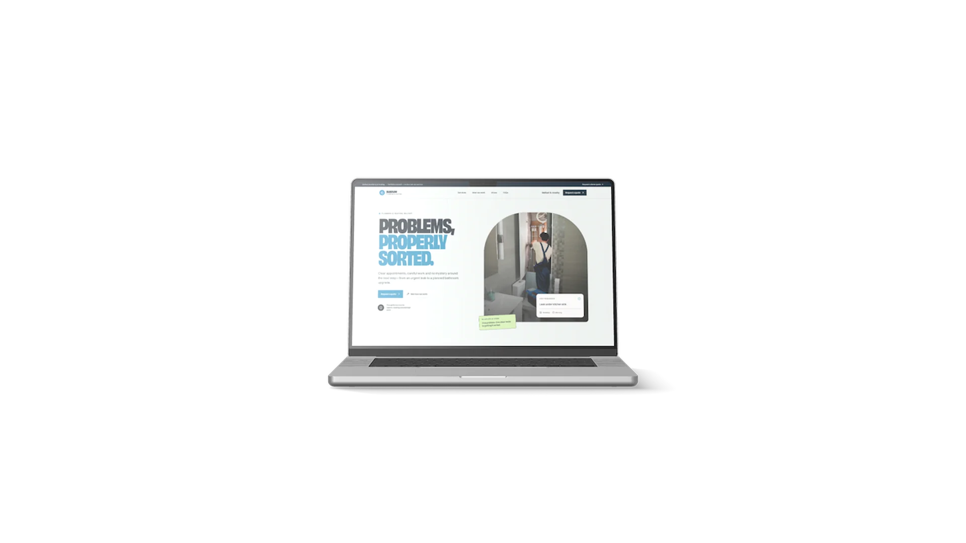 BlueFlow Plumbing & Heating website revealed on an opening MacBook