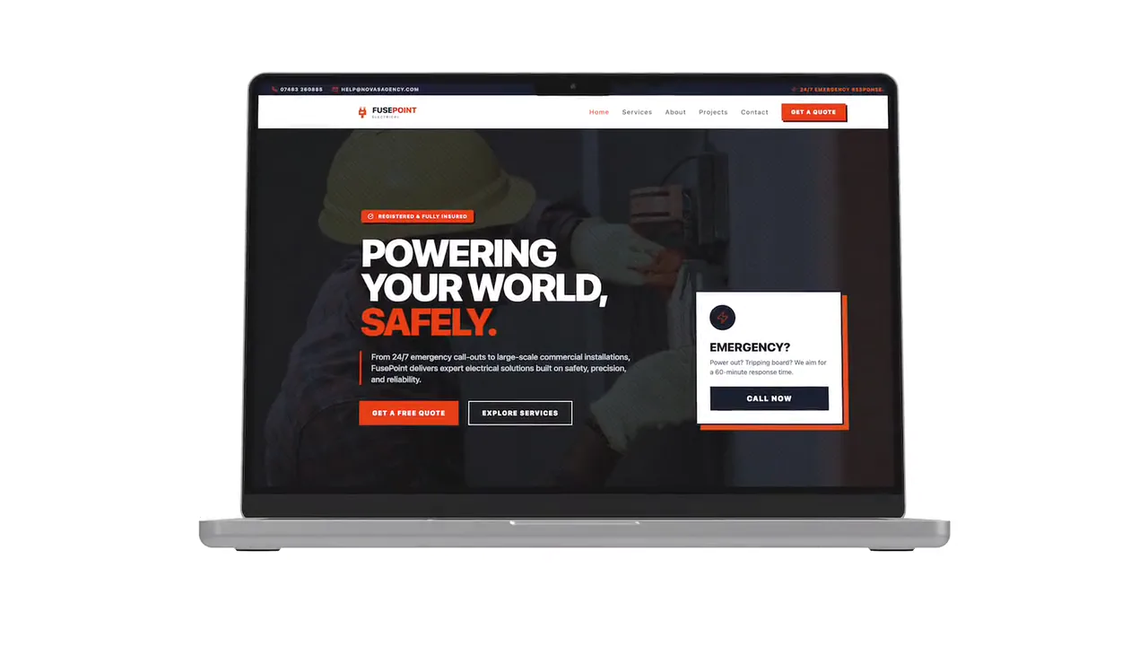 FusePoint Safety website revealed on an opening MacBook